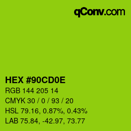 Color code: HEX #90CD0E | qconv.com