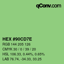 Color code: HEX #90CD7E | qconv.com