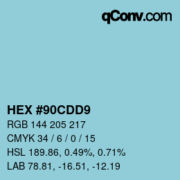 Color code: HEX #90CDD9 | qconv.com