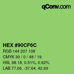Color code: HEX #90CF6C | qconv.com