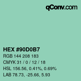 颜色代码: HEX #90D0B7 | qconv.com