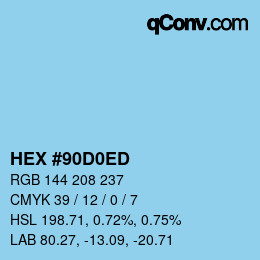 Color code: HEX #90D0ED | qconv.com