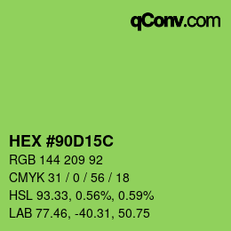 颜色代码: HEX #90D15C | qconv.com