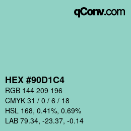 Color code: HEX #90D1C4 | qconv.com