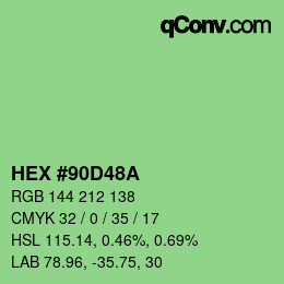 カラーコード: HEX #90D48A | qconv.com