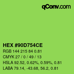 カラーコード: HEX #90D754CE | qconv.com