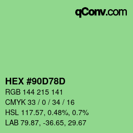 Color code: HEX #90D78D | qconv.com