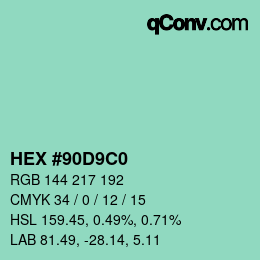 Color code: HEX #90D9C0 | qconv.com