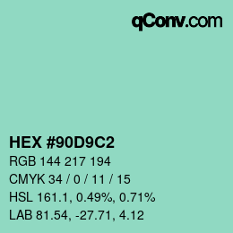 Color code: HEX #90D9C2 | qconv.com