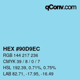 カラーコード: HEX #90D9EC | qconv.com