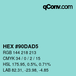 カラーコード: HEX #90DAD5 | qconv.com