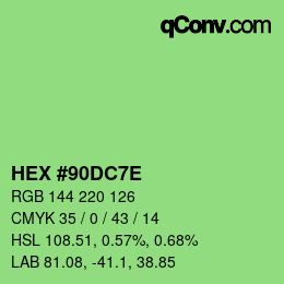 Color code: HEX #90DC7E | qconv.com