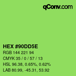カラーコード: HEX #90DD5E | qconv.com