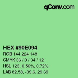 颜色代码: HEX #90E094 | qconv.com