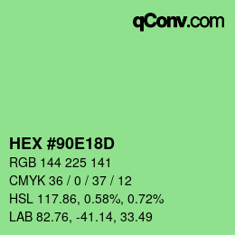 Color code: HEX #90E18D | qconv.com