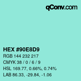 Color code: HEX #90E8D9 | qconv.com
