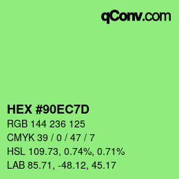 Color code: HEX #90EC7D | qconv.com