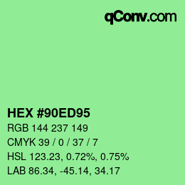 Color code: HEX #90ED95 | qconv.com