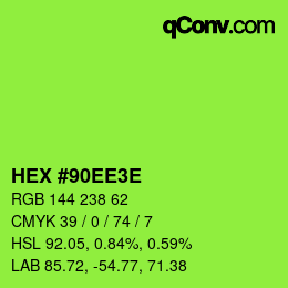Color code: HEX #90EE3E | qconv.com