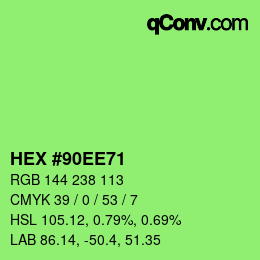 カラーコード: HEX #90EE71 | qconv.com