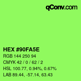 Color code: HEX #90FA5E | qconv.com
