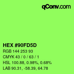 カラーコード: HEX #90FD5D | qconv.com