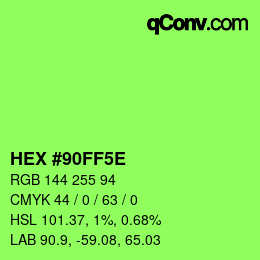 Farbcode: HEX #90FF5E | qconv.com