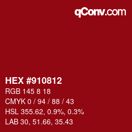 颜色代码: HEX #910812 | qconv.com