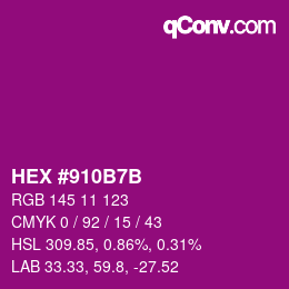 カラーコード: HEX #910B7B | qconv.com