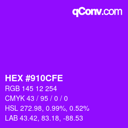 Color code: HEX #910CFE | qconv.com