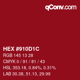 颜色代码: HEX #910D1C | qconv.com