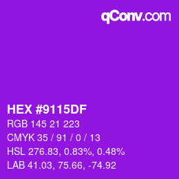 Color code: HEX #9115DF | qconv.com