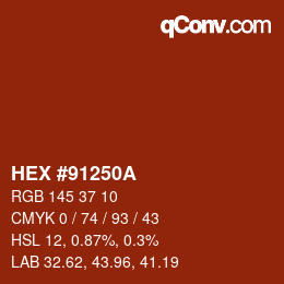 Color code: HEX #91250A | qconv.com