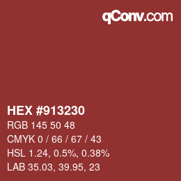 Color code: HEX #913230 | qconv.com