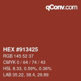カラーコード: HEX #913425 | qconv.com