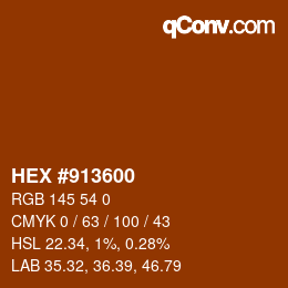 カラーコード: HEX #913600 | qconv.com