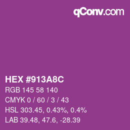 カラーコード: HEX #913A8C | qconv.com