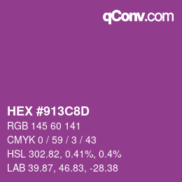 Color code: HEX #913C8D | qconv.com