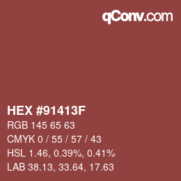 Color code: HEX #91413F | qconv.com