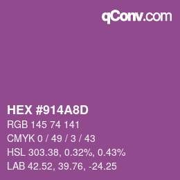 颜色代码: HEX #914A8D | qconv.com