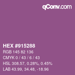 Código de color: HEX #915288 | qconv.com
