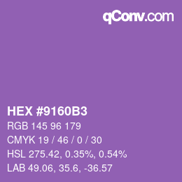 颜色代码: HEX #9160B3 | qconv.com