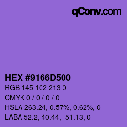 Farbcode: HEX #9166D500 | qconv.com