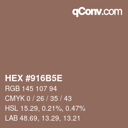 Color code: HEX #916B5E | qconv.com