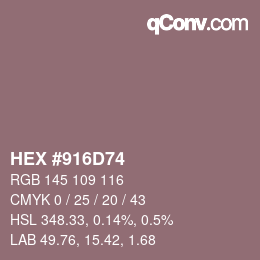 Color code: HEX #916D74 | qconv.com