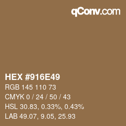 Color code: HEX #916E49 | qconv.com
