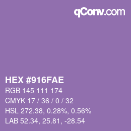 Código de color: HEX #916FAE | qconv.com