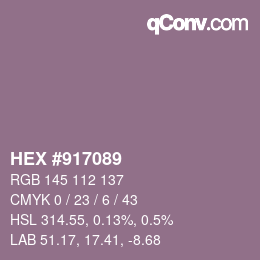 颜色代码: HEX #917089 | qconv.com