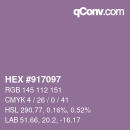 Farbcode: HEX #917097 | qconv.com