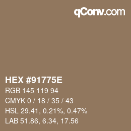 Color code: HEX #91775E | qconv.com